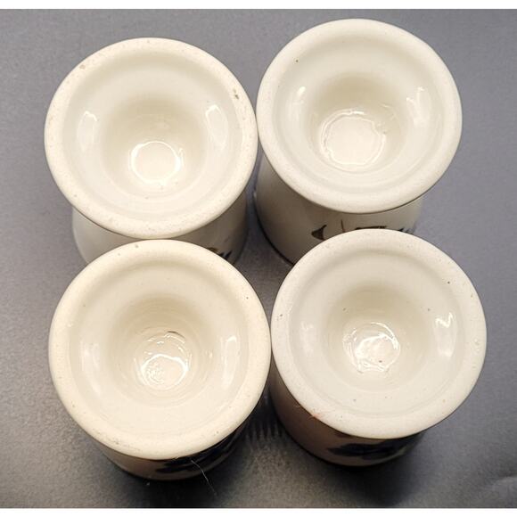Vintage Scandinavian set of 4 floral design ceramic egg cups - Picture 3 of 7
